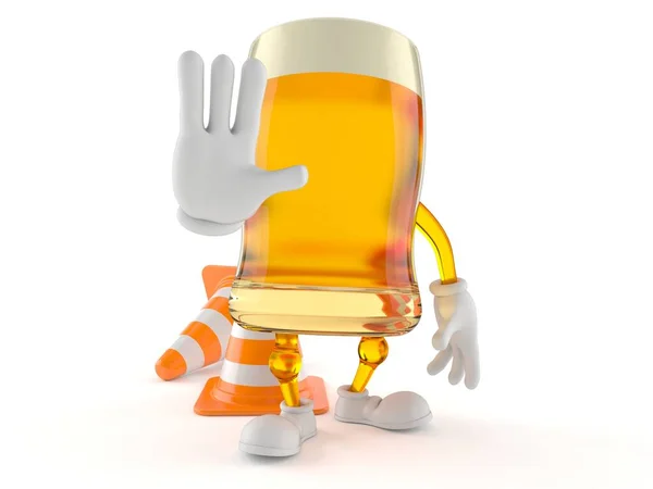 Personagem de cerveja fazendo parar gesto — Fotografia de Stock