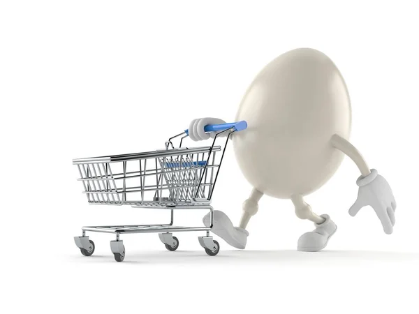 Personagem de ovo com carrinho de compras — Fotografia de Stock