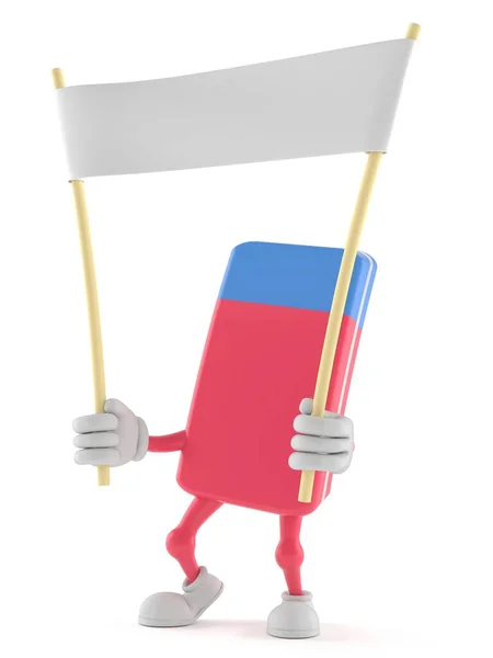 Personaje de goma de la escuela sosteniendo bandera en blanco —  Fotos de Stock