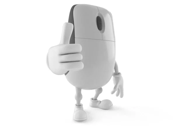 Personagem do mouse computador com polegares para cima — Fotografia de Stock