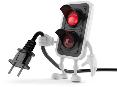 Elektrik prizli kırmızı trafik lambası.