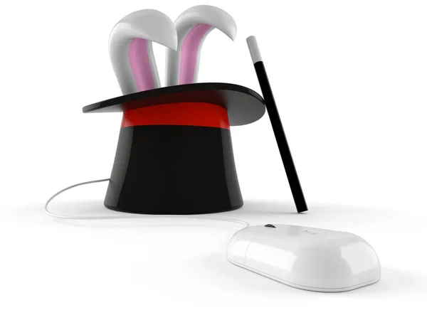 Magic hat with computer mouse — Stock Photo, Image