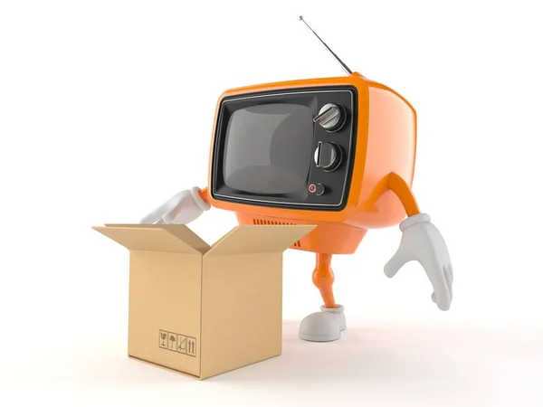 Personaje retro TV con caja abierta — Foto de Stock