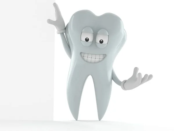Tooth karakter bersandar di dinding — Stok Foto