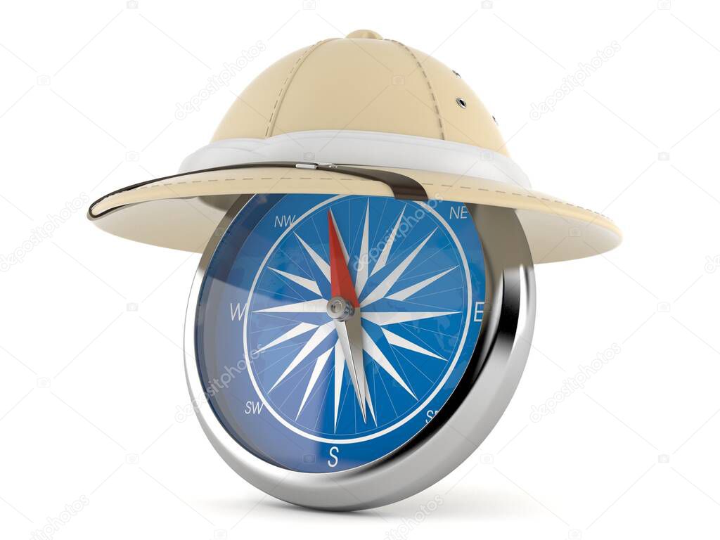 Pith helmet with compass