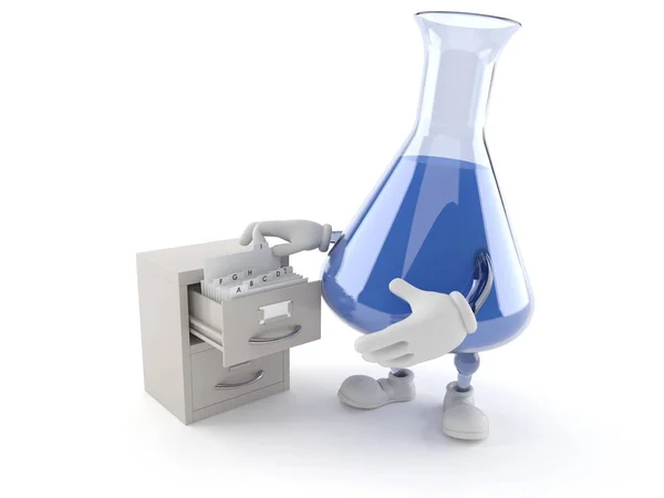 Caráter de frasco de química com arquivo — Fotografia de Stock