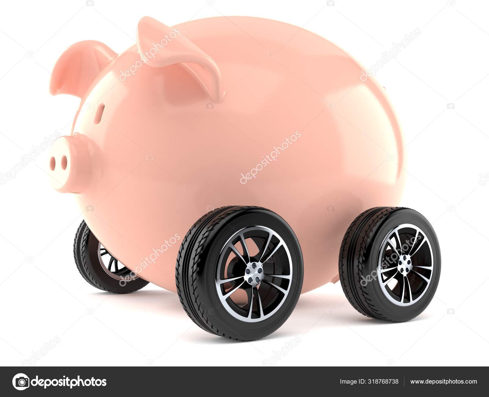 Piggy bank with car tires Stock Photo by Talaj 318768738