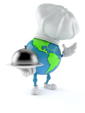 Dünya küresi karakteri catering kubbesini tutuyor