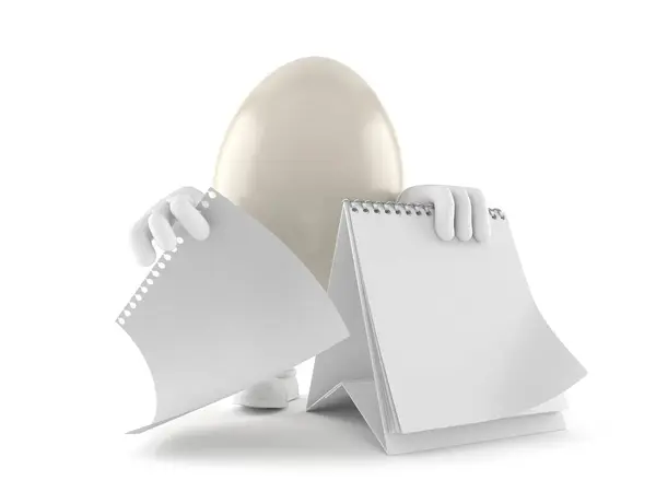 Charakter jaja z pustym kalendarzem — Zdjęcie stockowe