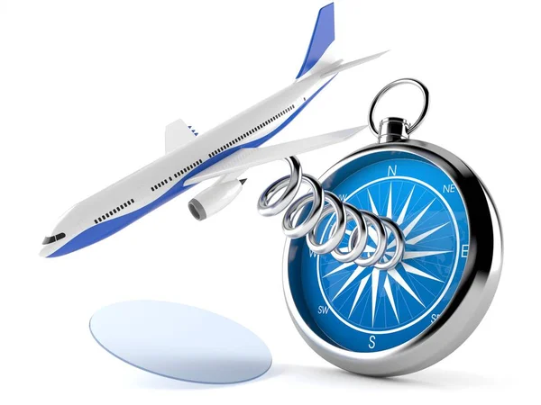 Airplane with compass — Stock Photo, Image