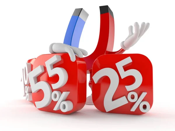 Magnet character behind percentage signs — Stock Photo, Image