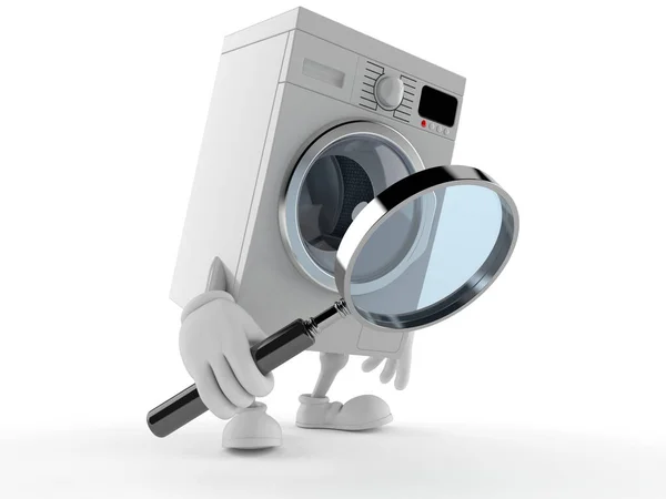 Personaje de la lavadora mirando a través de lupa — Foto de Stock
