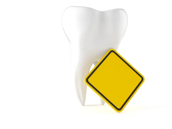 Dente com sinal de estrada em branco — Fotografia de Stock