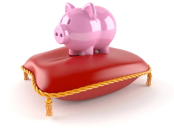 Pillow with piggy bank — Stock Photo, Image