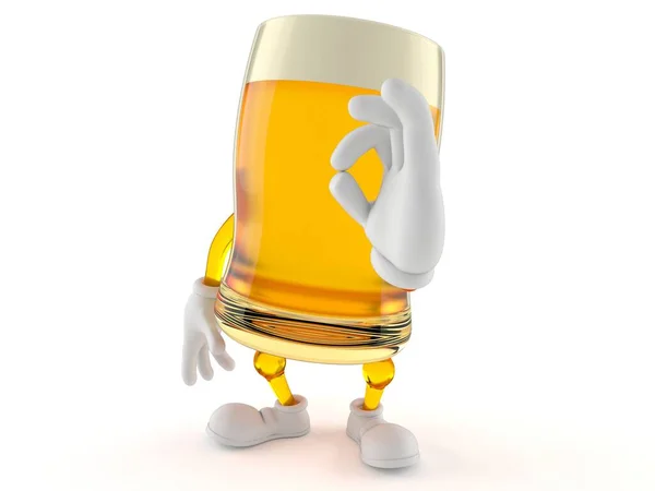 Personagem de cerveja com gesto ok — Fotografia de Stock