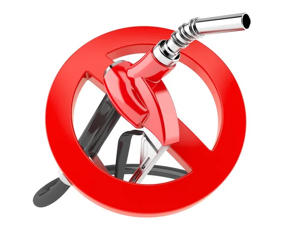 Boquilla de gasolina con señal prohibida — Foto de Stock