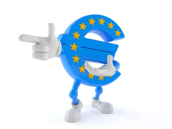 Eurovaluta karakter mutató ujj — Stock Fotó