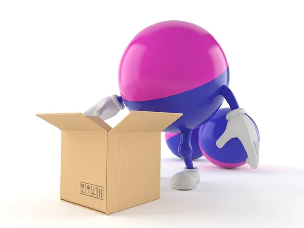 Personagem Paintball com caixa de papelão aberta — Fotografia de Stock
