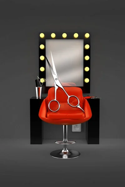 Salon de coiffure avec ciseaux de coiffeur — Photo