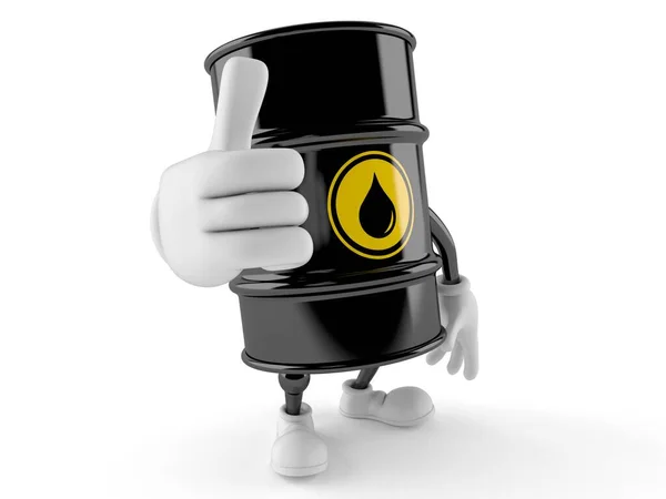 Caráter barril de óleo com polegares para cima gesto — Fotografia de Stock