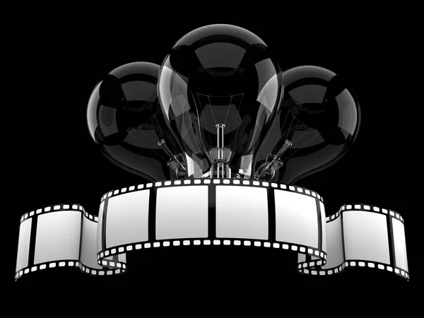 Glödlampor med filmremsa — Stockfoto
