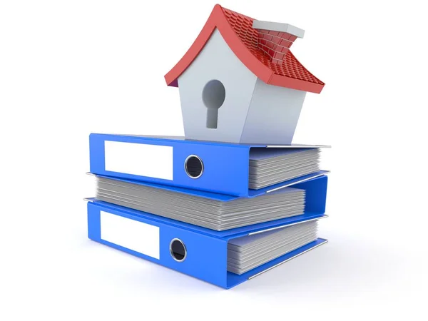 Small house on stack of ring binders — Stock Photo, Image