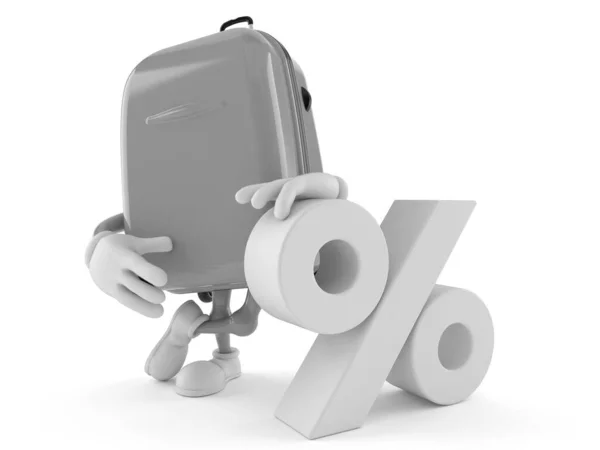 Bőrönd karakter százalékos szimbólummal — Stock Fotó