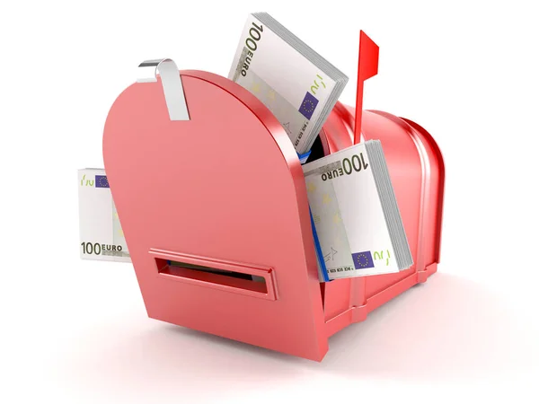 Caixa de correio com moeda do euro — Fotografia de Stock