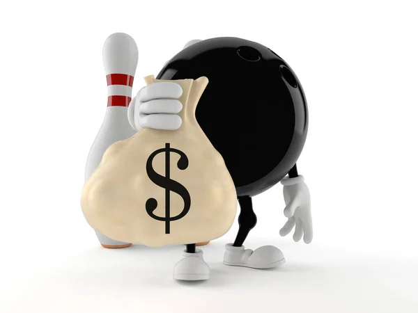 Bowling karakteri para çantası tutuyor. — Stok fotoğraf