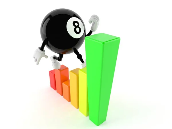 Eight ball character with chart — Stock Photo, Image