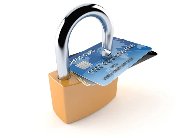 Cartões de crédito com cadeado — Fotografia de Stock
