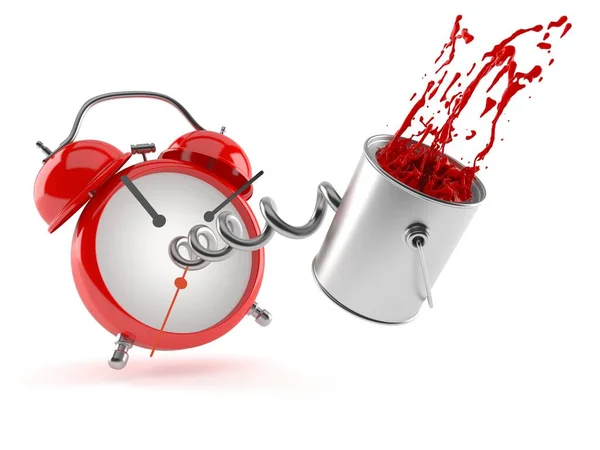 Paint can with alarm clock — Stock Photo, Image
