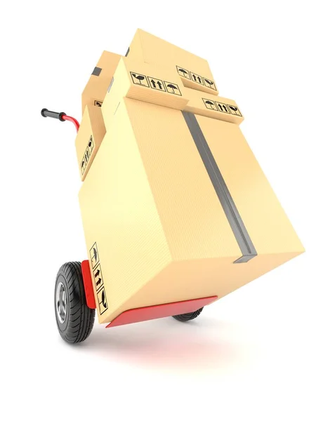 Hand truck with packages — Stock Photo, Image