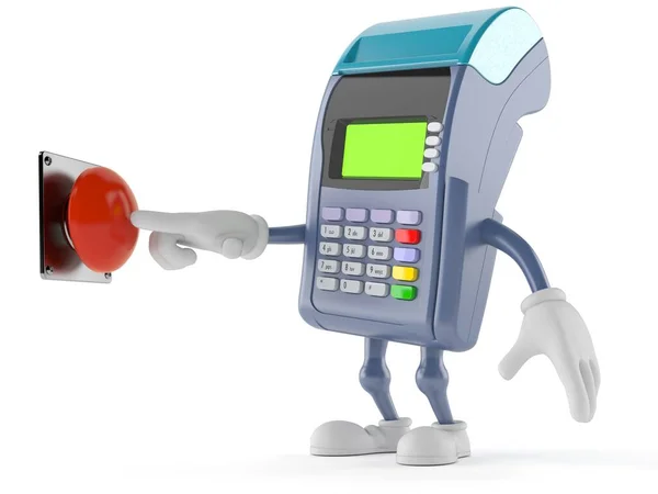 Credit card reader character pushing button — Stock Photo, Image