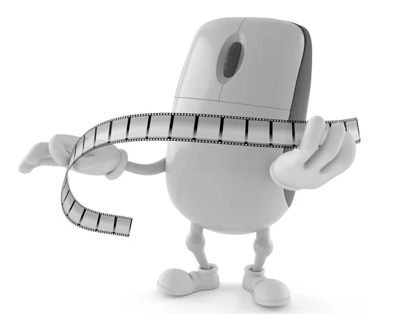 Computer mouse character holding film strip — Stock Photo, Image