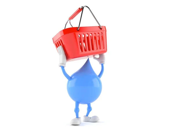 Water drop karakter holding winkelmandje — Stockfoto
