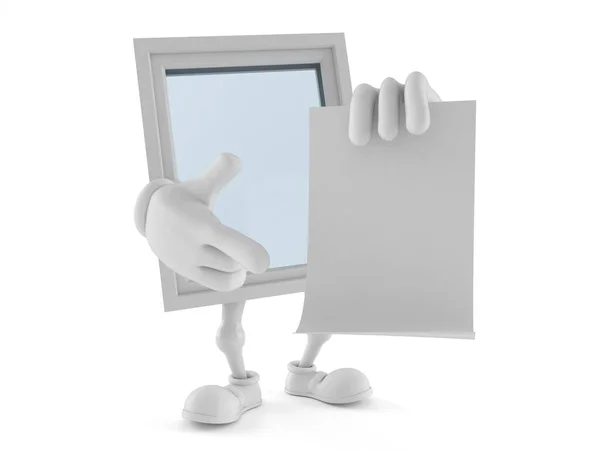 Carácter de ventana con hoja de papel en blanco — Foto de Stock