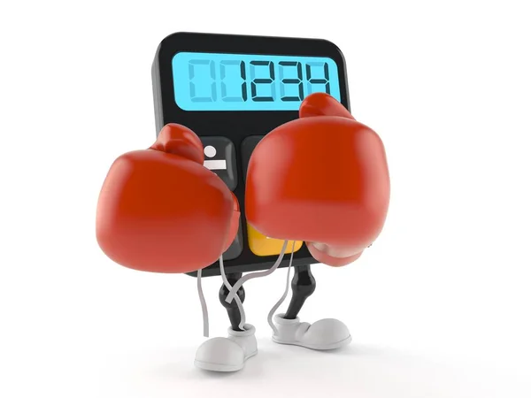 Calculator character with boxing gloves — Stock Photo, Image