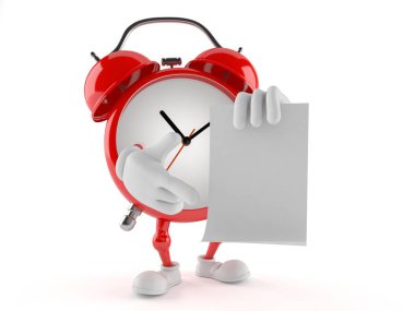 Boş kağıdı olan alarmlı saat karakteri