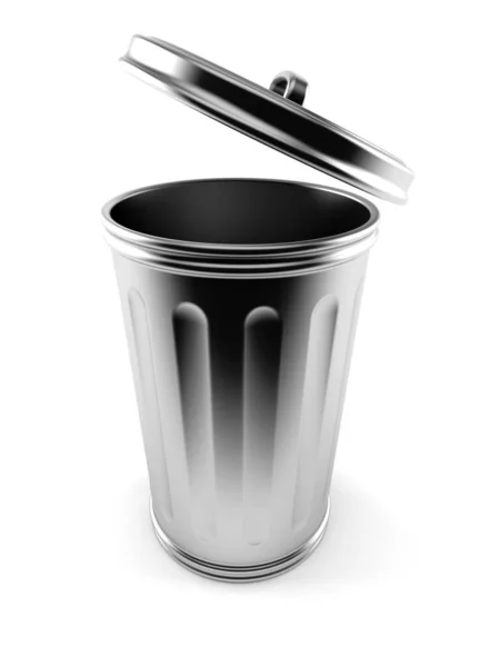 Open metal trash can — Stock Photo, Image