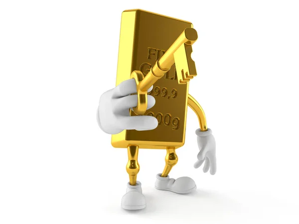 Goldcharakter mit Türschlüssel — Stockfoto