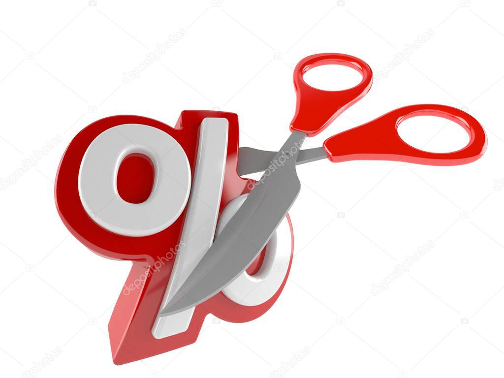 Percent symbol with scissors