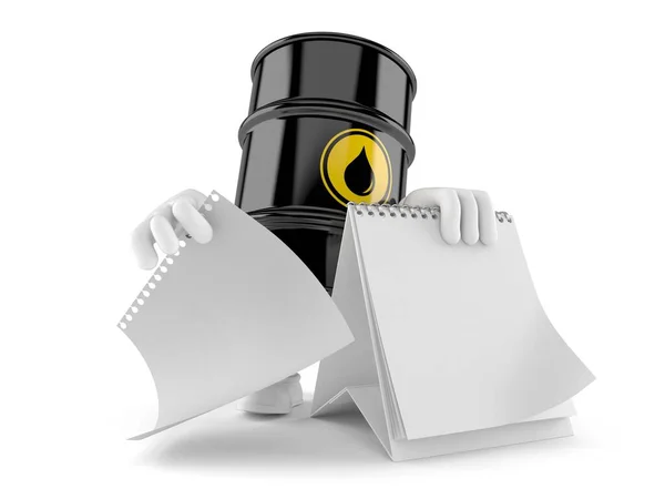 Caráter de barril de óleo com calendário em branco — Fotografia de Stock