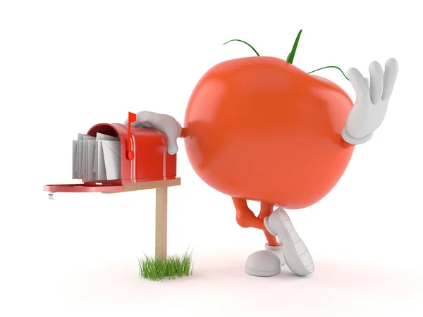 Personagem de tomate com caixa de correio — Fotografia de Stock