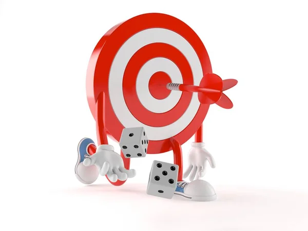 Bull's eye character with dice — Stock Photo, Image