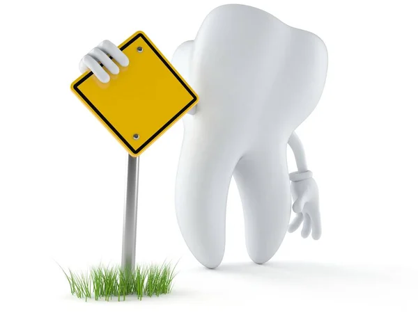 Tandteken met blanco verkeersbord — Stockfoto