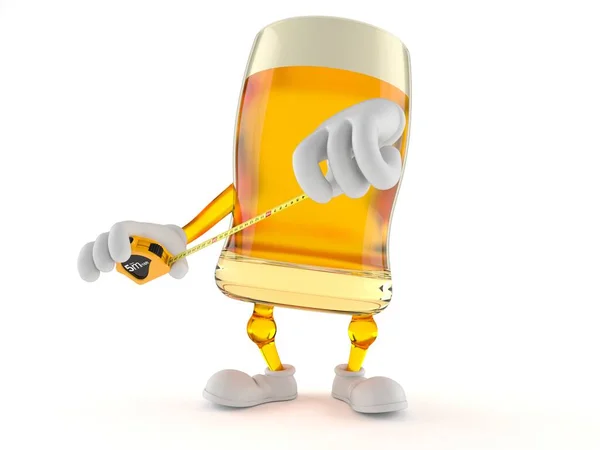 Beer character holding measuring tape — Stock Photo, Image