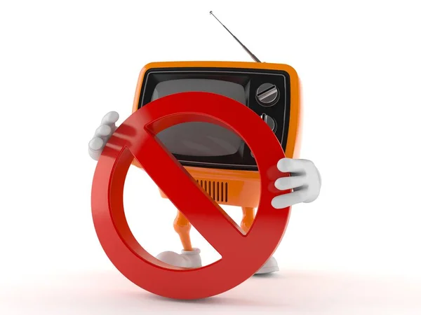 Retro TV character with forbidden sign — Stock Photo, Image