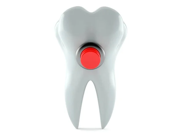 Zub s červeným tlačítkem — Stock fotografie