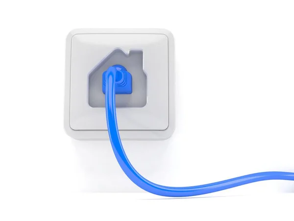 Network outlet with network plug — Stock Photo, Image
